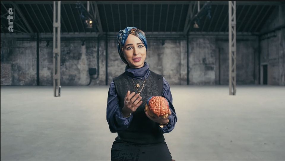 ARTE Television still, frame 2: Dr. Radwa Khalil on the Unhappy documentary set